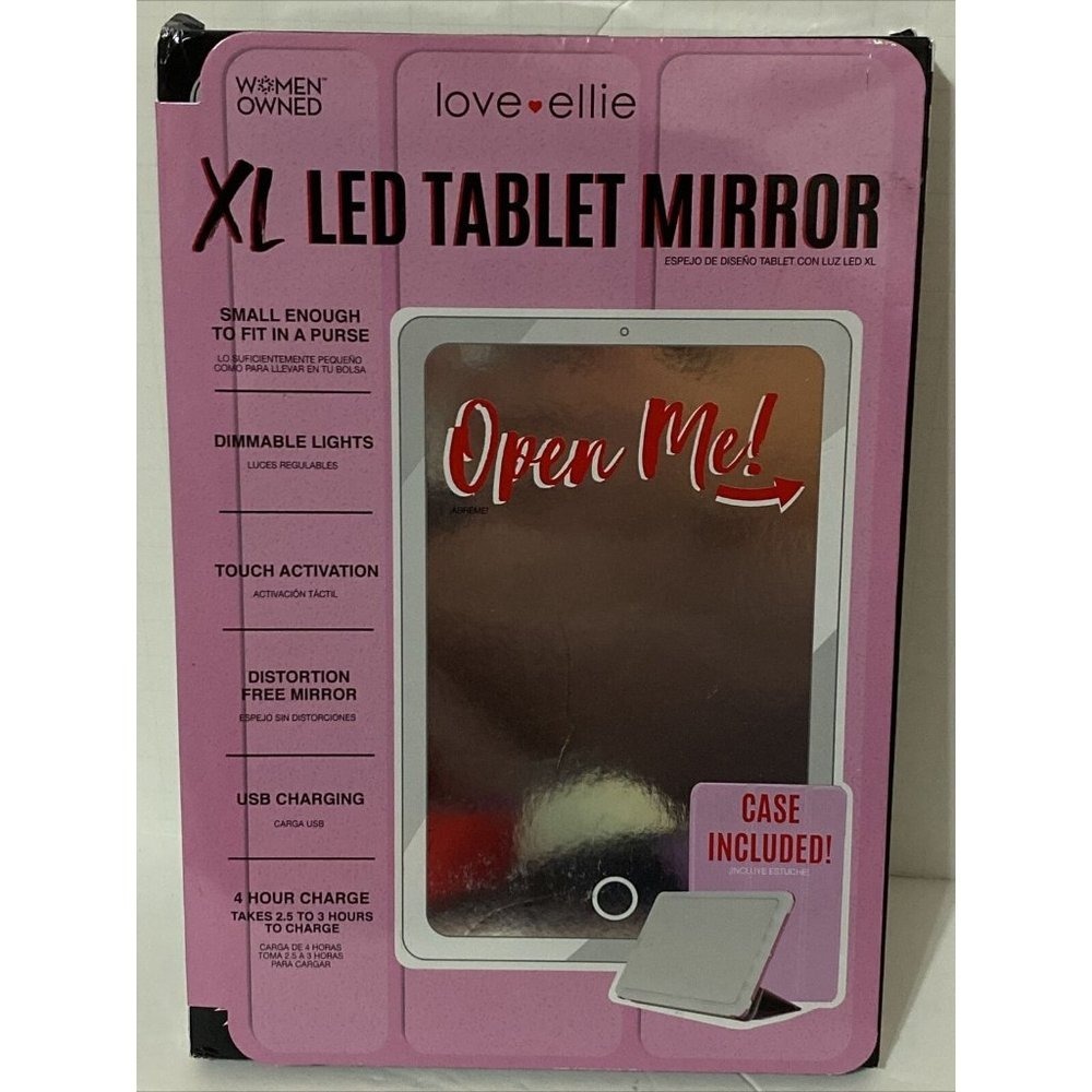 Love Ellie XL LED Tablet Mirror USB Rechargeable Dimmable Lighted Makeup Mirror